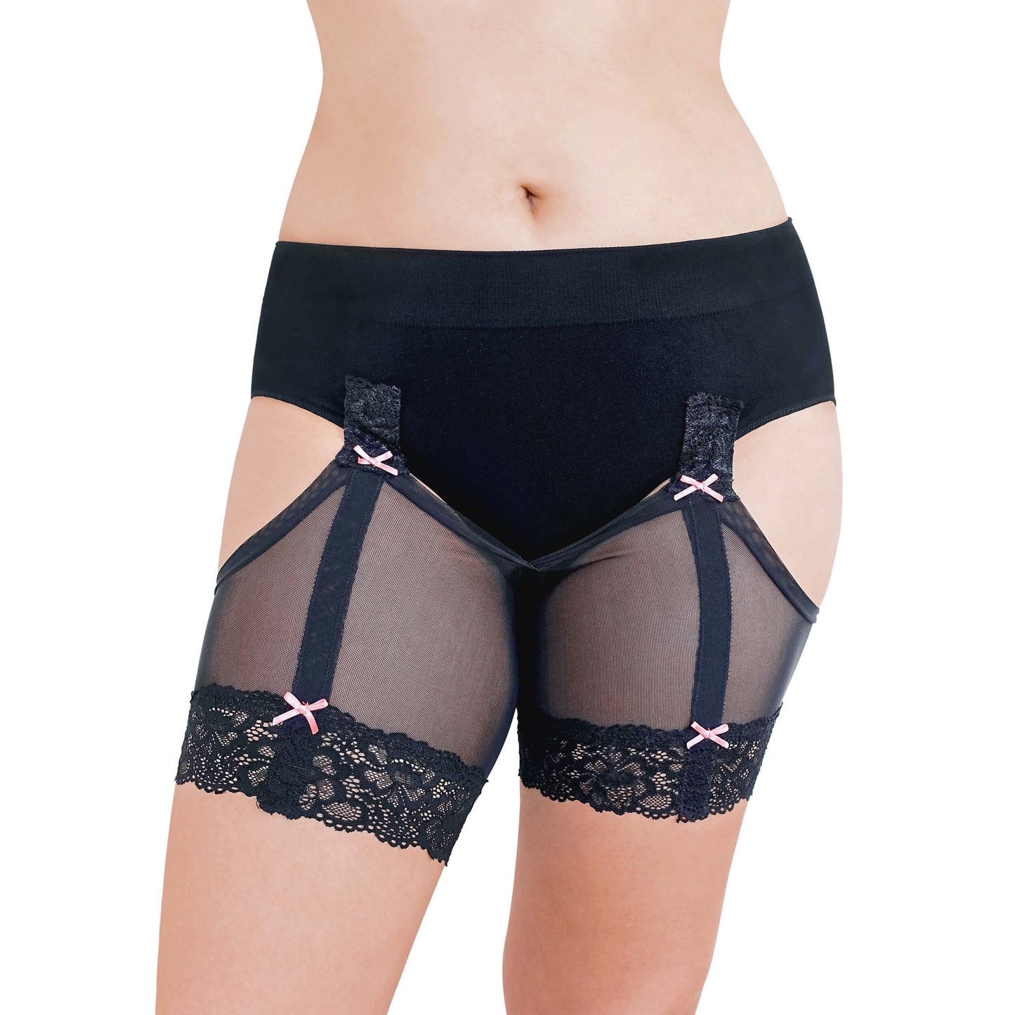 ANTI CHAFE Clip-On Thigh Bands - BLACK w.PINK BOWS