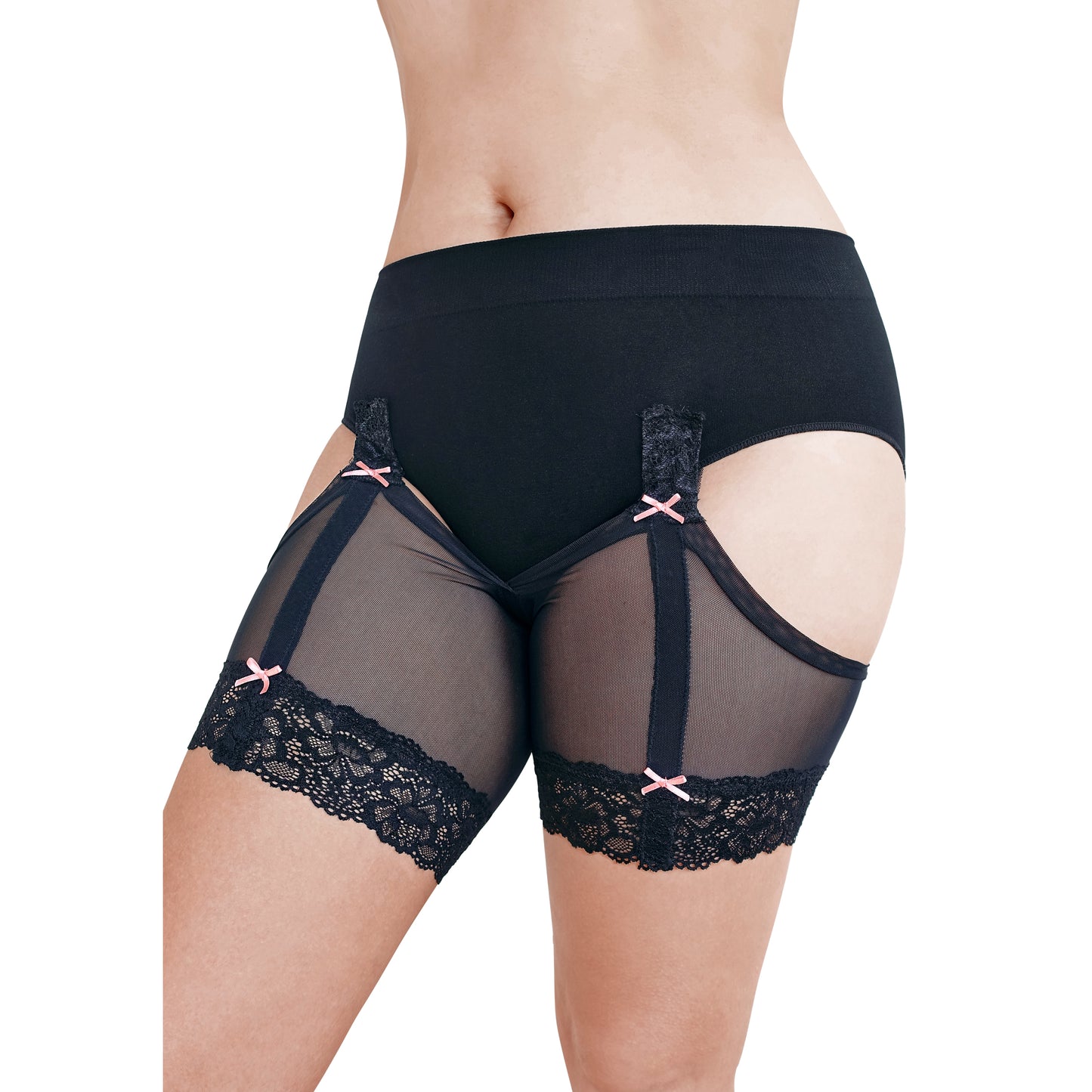 ANTI CHAFE Clip-On Thigh Bands - BLACK w.PINK BOWS