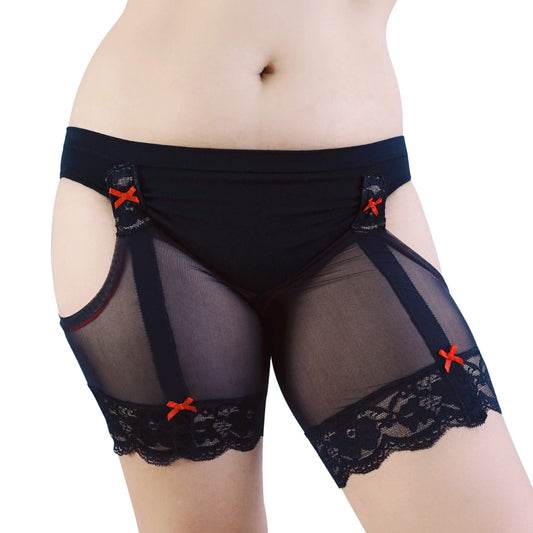 ANTI CHAFE Clip-On Thigh Bands - BLACK w.RED BOWS